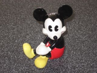 Vintage Disney Mickey Mouse Sitting W Legs Crossed Porcelain Figurine Japan Rare