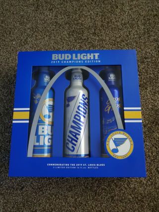 Limited Edition St.  Louis Blues 2019 Stanley Cup Bud Light Commemorative 3 Pack