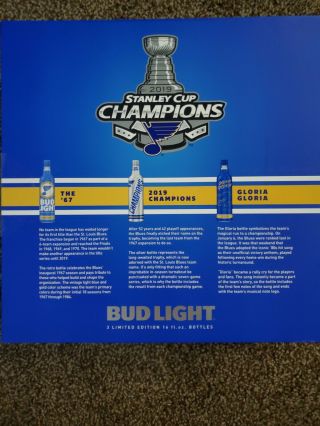 Limited Edition St.  Louis Blues 2019 Stanley Cup Bud Light commemorative 3 Pack 3