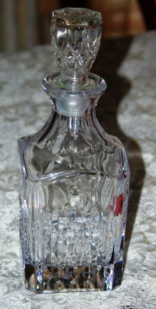 Vintage Fabrique French Square Lead Crystal Decanter 10 1/2 " Tall Signed