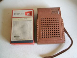 Vintage Norwood 6 Deluxe Hi Fi 6 Transistor Radio W/ Leather Case Made In Japan