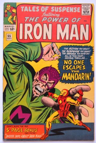 Tales Of Suspense 55,  Iron Man,  3rd Mandarin,  1964 Silver Age Marvel Fine,