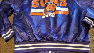 Vintage Phoenix Suns Early 90 ' s Locker Line Satin Bomber Jacket Mens Large 3