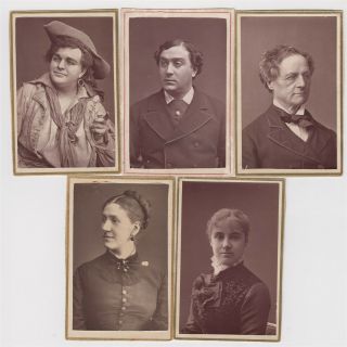 Stage Cdvs X 5 - Woodburytype Photographs Of Popular Stage Actors And Actresses