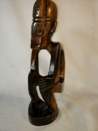 Vintage Carved Wood Polynesian Statue Easter Island Tikipacific Oceanic Art