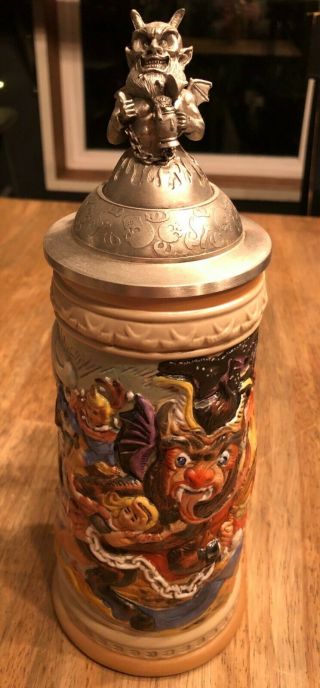 Munktiki Krampus Painted Beer Stein With Metal Lid - Limited Edition Tiki Mug