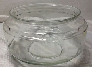Vintage Large Clear Glass Low Turtle Fish Bowl Terrarium 12 " Wide 7 " Tall