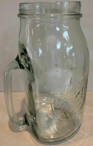Ball Wide Mouth Canning Jar 9 " Pitcher 64 Oz Pour Spout & Handle Clear Glass