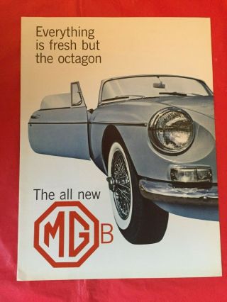1963 Mg " Mgb " Car Dealer Showroom Sales Brochure