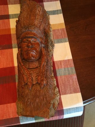 Western Vintage Art Indian Wood Carving By Sweeney Length 24”