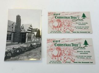 Santa Claus Arizona,  Real Photo Postcard,  Christmas Tree Inn,  With Maps