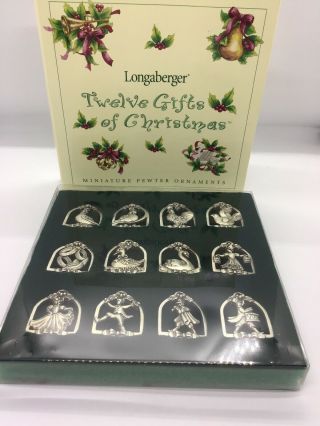 Longaberger Twelve Gifts Of Christmas Miniature Pewter Ornaments Days Xmas 2000