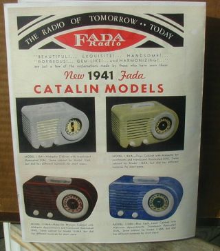 1941 Fada Catalin Bullet Radio 4 Page Color Reprint