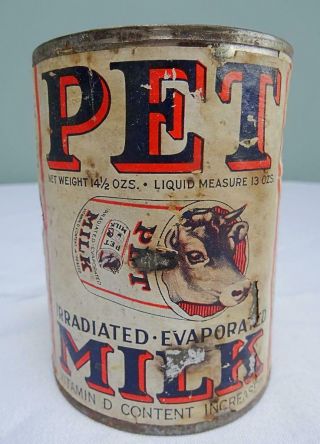 Vintage Advertising Tin Can Pet Evaporated Milk Display Props 1920s 20s St Louis