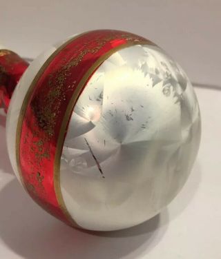 Vtg Radko Christmas Glass Ball Ornament Nutcracker Glittered Red White Gold 3