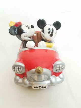 Disney Salt And Pepper Shakers Mickey And Minnie In Retro Car