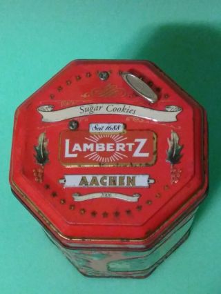 Lambertz Aachen German Red Sugar Cookie Tin W/ Music Box 2006