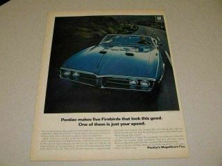 1967 Print Ad The 1968 Pontiac Firebird 400 Convertible 325 Hp