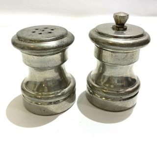 Vintage Collectable Italian Tre Spade Mini Pewter Salt Shaker And Pepper Mill