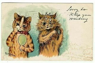 Sorry To Keep You Waiting Louis Wain Artist Signed Tuck Series 539 Udb Pc