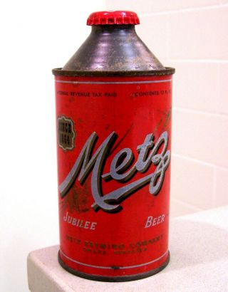 Tough C.  1940s Metz Jubilee Irtp Hp Cone Top Beer Can From Omaha,  Ne