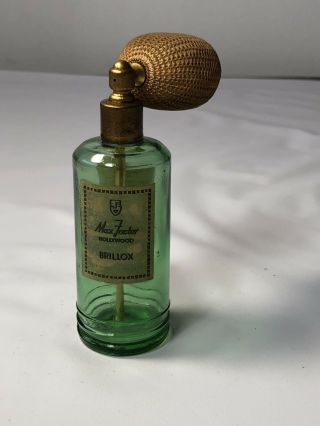 Vintage Max Factor Perfume Bottle Brillox With Perfume Pump Hollywood