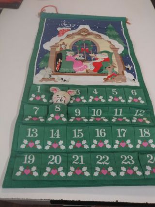 Vintage 1987 Avon Countdown To Christmas Cloth Advent Calendar With Mouse