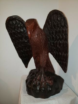 Vintage Hand Carved Wooden Eagle From 18 Inches Tall African Ghana Chief Carved