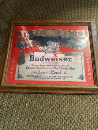 Vintage 1960s Anheuser Busch Budweiser Bar Mirror