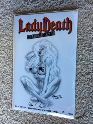 Lady Death Unauthorized 13/100 Signed Chaos Comics,  Never Read