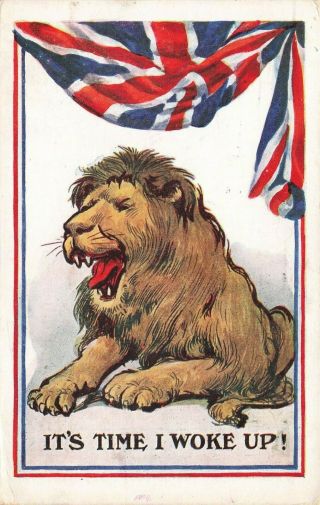Ww1 Fred Spurgin Comic Postcard: British Lion & Patriotic Humour