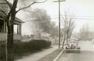 Nt448 Vintage Photo Local Fire Neighborhood Street Car Cranston Ri C Mid Century
