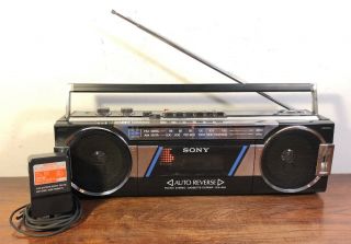 Vintage Black Sony Cfs - 900 Mini Boombox Cassette Player Am/fm Radio 1980’s