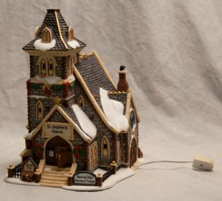 Dept 56 St.  Stephens Church Christmas Town Dickens Village W Cord 2004