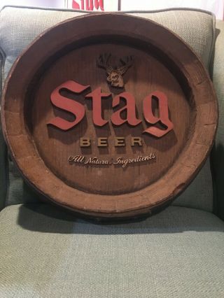 Stag Beer Foam Barrel End Sign / St.  Louis Beer