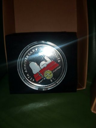 Peanuts 60th Anniversary Uncirculated $1 Coin w/Plush Snoopy in Mini Shoe Box 3