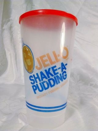Jello Shake A Pudding Instant Vintage 80’s Shaker Plastic Cup Promo Jell O Vtg