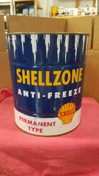 Vintage 1 Gallon Shell Shellzone Anti Freeze Can Motor Oil Can Neat