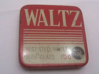 Large Waltz Gramophone Needle Tin Best Steel Needles High Class