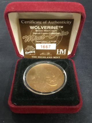 Marvel Highland X Men Wolverine Bronze Coin Limited Run Of 25000