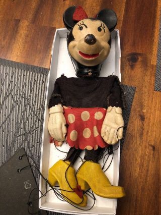Early Vintage Mini Mouse Puppet Golden Era? Very Old Walt Disney Figurine Micky
