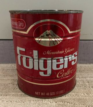 Folgers Coffee Tin Can 3lb Mountain Grown Coffee Automatic Drip