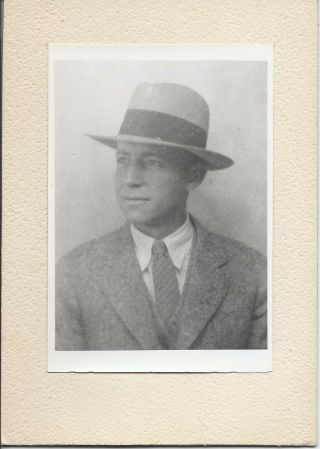 658p Vintage Photo Handsome Man In Suit Tie And Fedora Id 