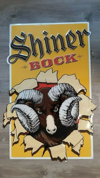 Htf Shiner Bock Ram Beer Tin Sign In For Man Cave,  29 X 17