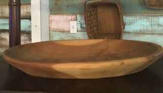 Primitive Hand Made Wooden Cherry Wood Dough Bowl Signed G.  Boyd Oval Farmhouse