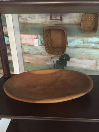 Primitive Hand Made Wooden Cherry wood dough Bowl signed G.  Boyd Oval farmhouse 2