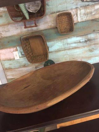 Primitive Hand Made Wooden Cherry wood dough Bowl signed G.  Boyd Oval farmhouse 3