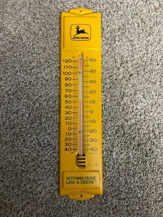 Vintage John Deere Nothing Runs Like A Deere Metal Advertising Thermometer