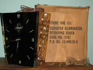 Vintage Nos Old Stock Schaefer Beer Illuminated Revolving Clock Light Up