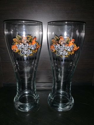 Rainforest Cafe Orlando Tall Beer Glass Souvenir Set Of 2